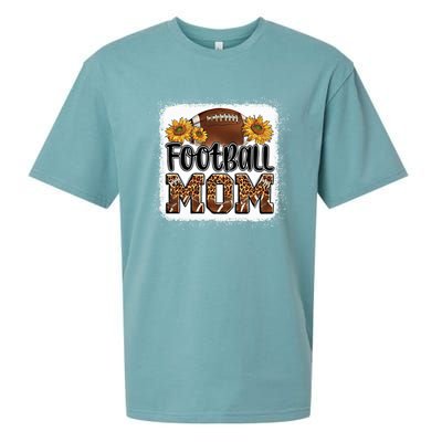 American Football Mom Gift Leopard Sunflowers Football Mom Gift Sueded Cloud Jersey T-Shirt