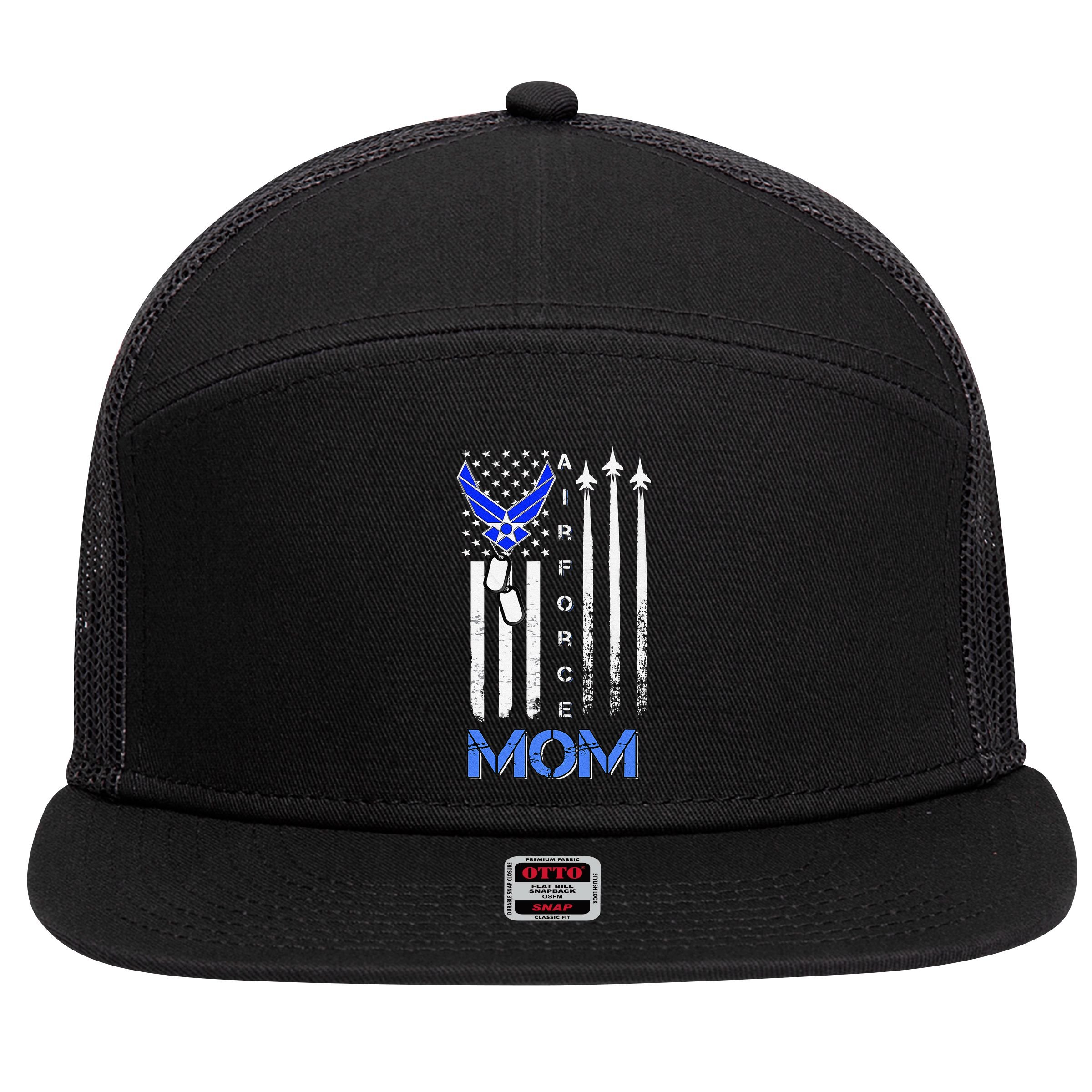 Air Force Mom, USAF Mom Tee, Women's Day Gift Veteran 7 Panel Mesh Trucker Snapback Hat