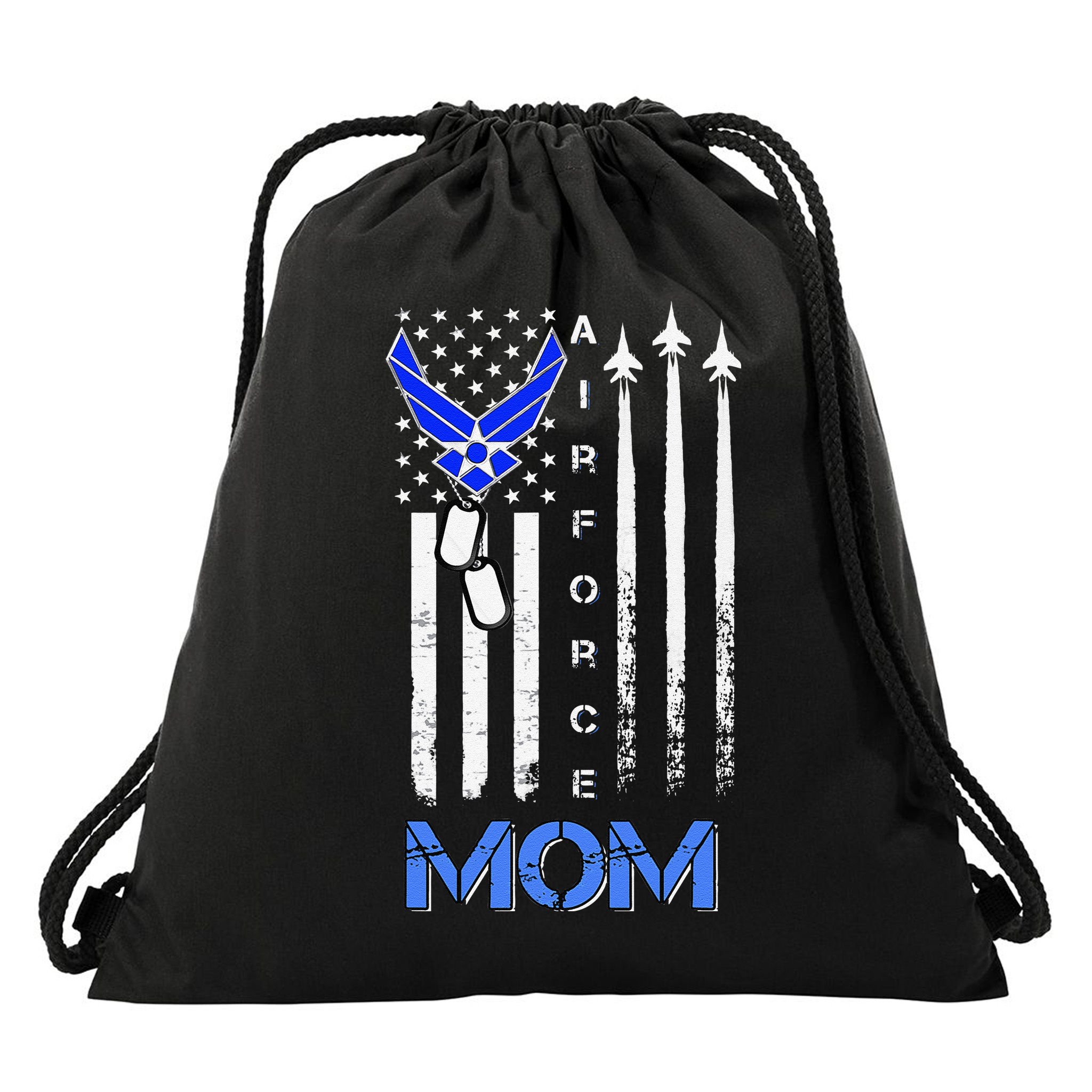 Air Force Mom, USAF Mom Tee, Women's Day Gift Veteran Drawstring Bag