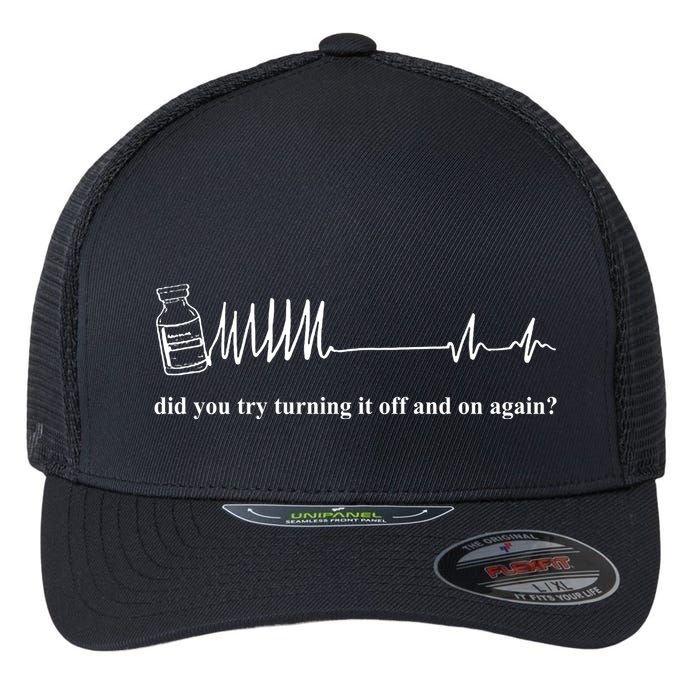 Adenosine Funny Medical Pun Gift Did You Try Turning It On And Off Again Flexfit Unipanel Trucker Cap