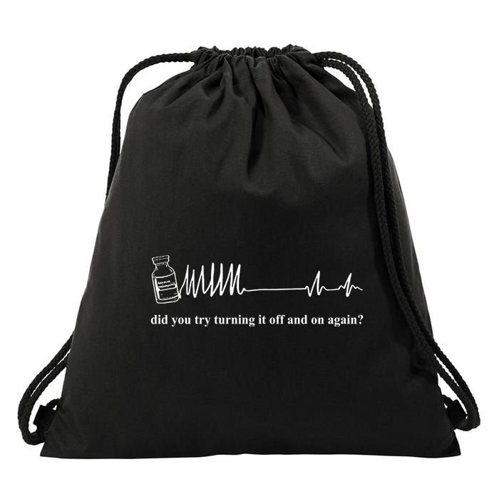 Adenosine Funny Medical Pun Gift Did You Try Turning It On And Off Again Drawstring Bag