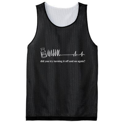Adenosine Funny Medical Pun Gift Did You Try Turning It On And Off Again Mesh Reversible Basketball Jersey Tank