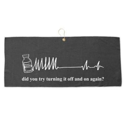 Adenosine Funny Medical Pun Gift Did You Try Turning It On And Off Again Large Microfiber Waffle Golf Towel