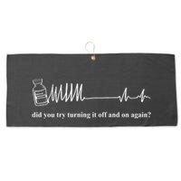 Adenosine Funny Medical Pun Gift Did You Try Turning It On And Off Again Large Microfiber Waffle Golf Towel