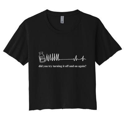 Adenosine Funny Medical Pun Gift Did You Try Turning It On And Off Again Crop Top