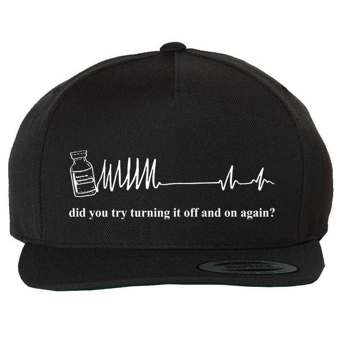 Adenosine Funny Medical Pun Gift Did You Try Turning It On And Off Again Wool Snapback Cap