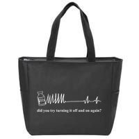 Adenosine Funny Medical Pun Gift Did You Try Turning It On And Off Again Zip Tote Bag