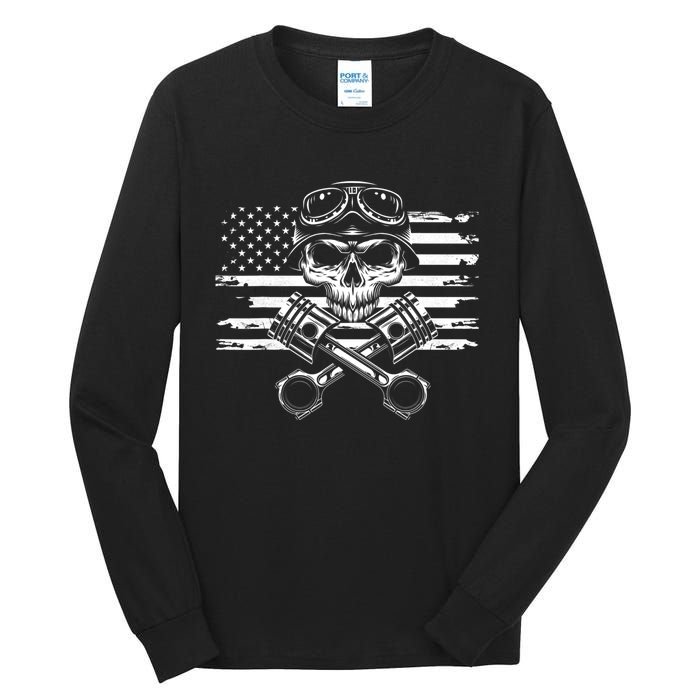 American Flag Motorcycle Apparel Motorcycle Tall Long Sleeve T-Shirt