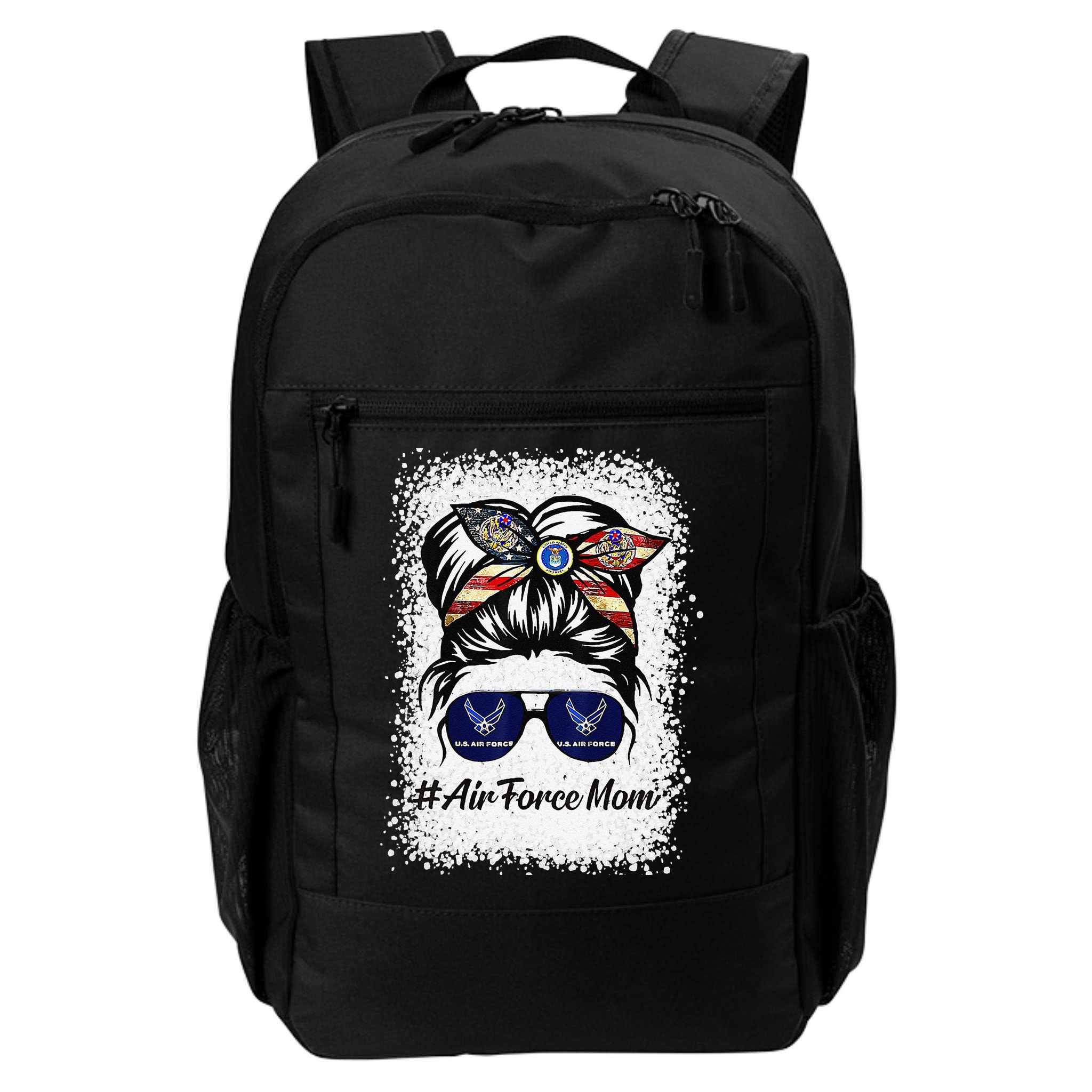 Air Force Mom Messy Bun Sunglasses Military Mom Mother's Day Backpack