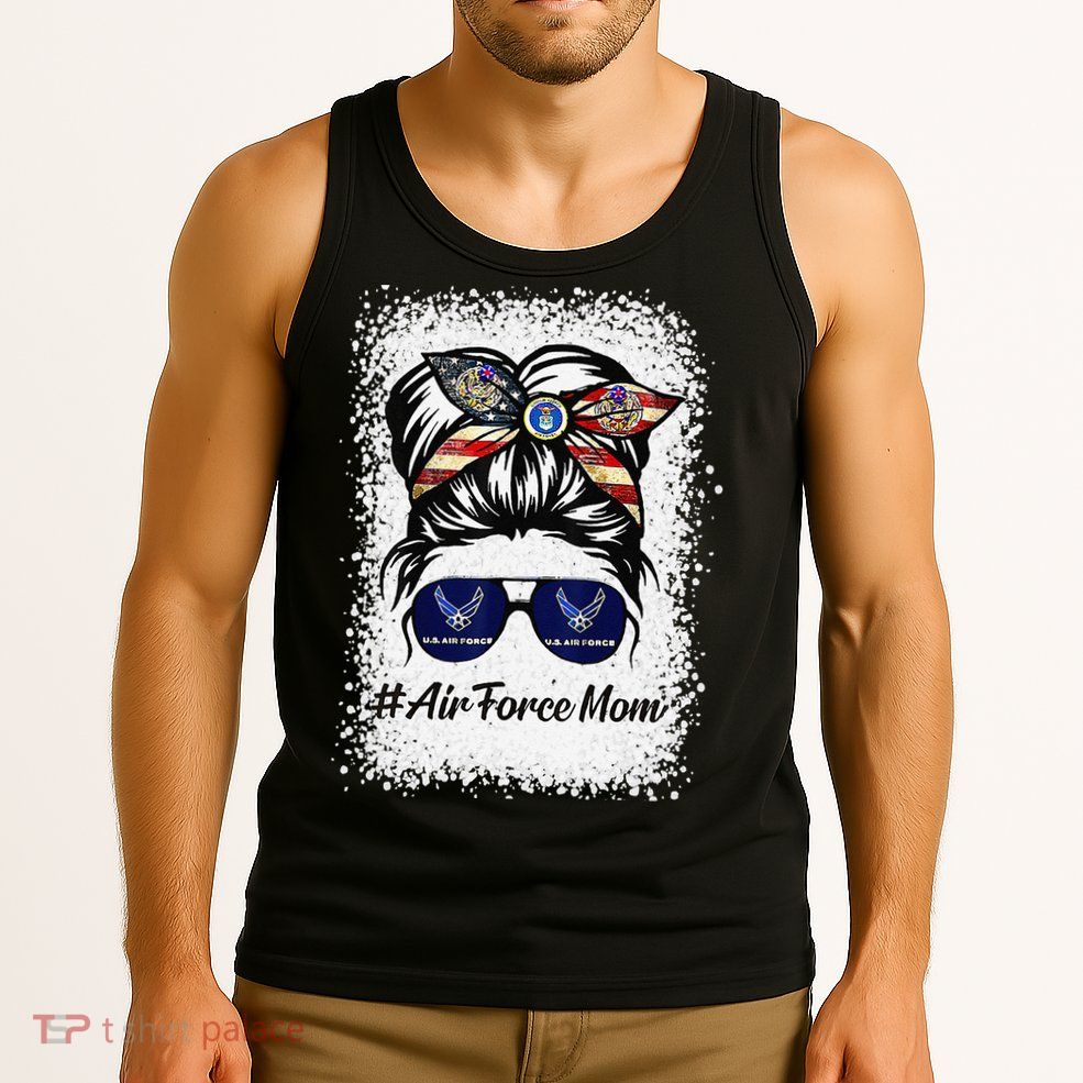 Air Force Mom Messy Bun Sunglasses Military Mom Mother's Day Tank Top