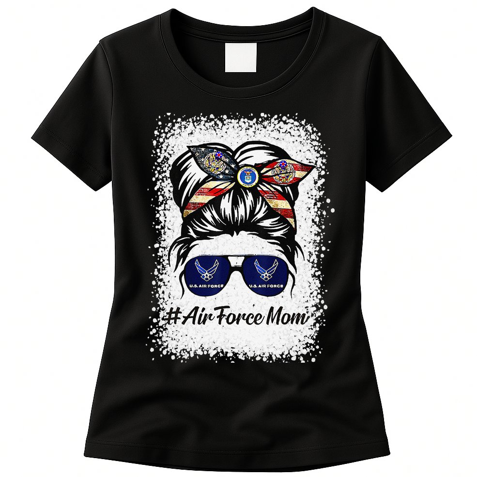 Air Force Mom Messy Bun Sunglasses Military Mom Mother's Day Womens T-Shirt