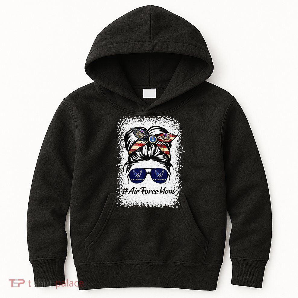 Air Force Mom Messy Bun Sunglasses Military Mom Mother's Day Kids Hoodie
