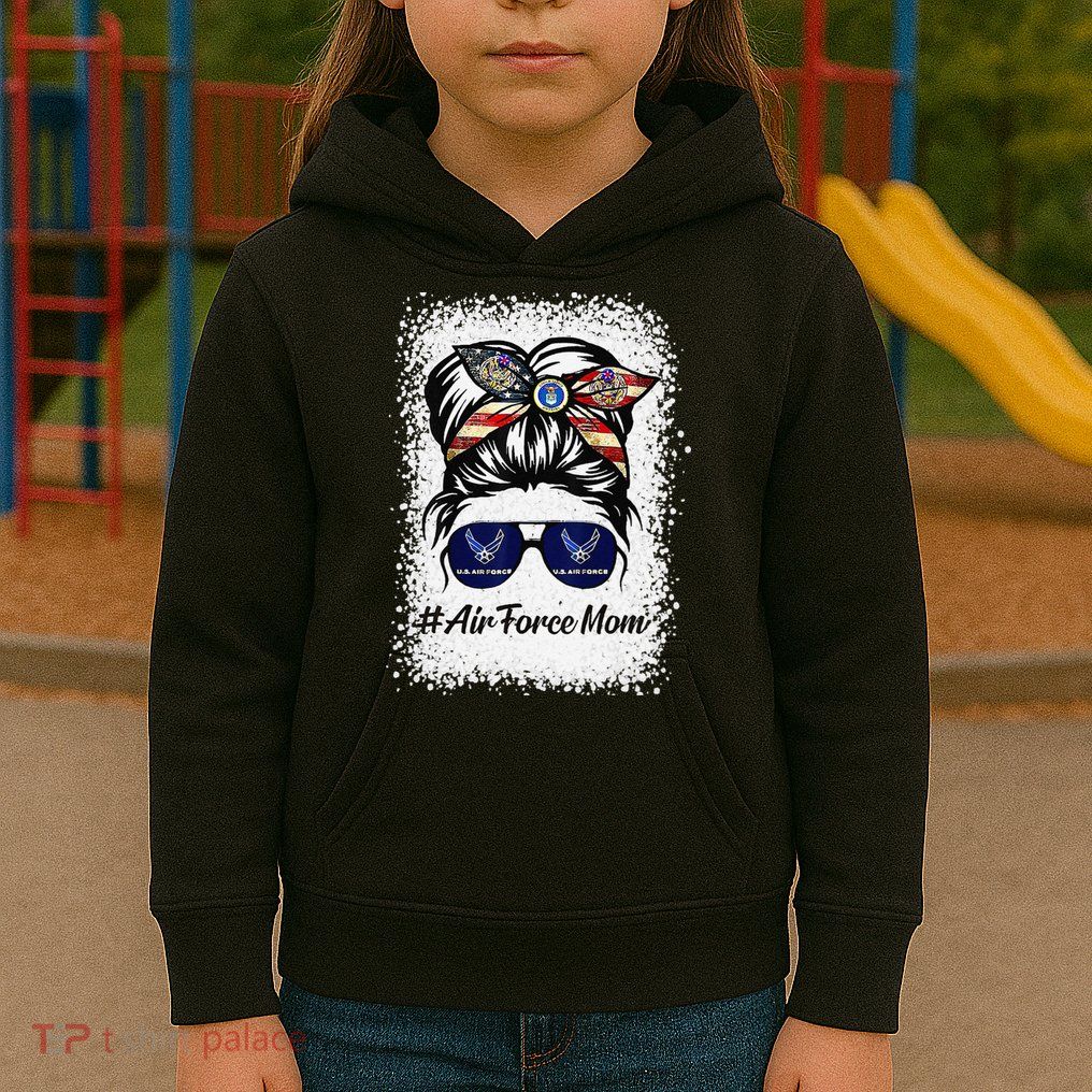 Air Force Mom Messy Bun Sunglasses Military Mom Mother's Day Kids Hoodie