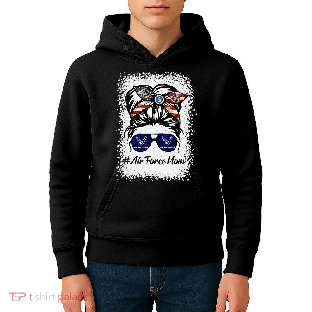 Air Force Mom Messy Bun Sunglasses Military Mom Mother's Day Kids Hoodie
