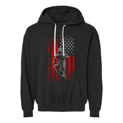 American Flag MTB Mountain Bike Garment-Dyed Fleece Hoodie