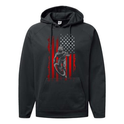 American Flag MTB Mountain Bike Performance Fleece Hoodie