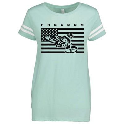 American Flag Motocross Enza Ladies Jersey Football T-Shirt