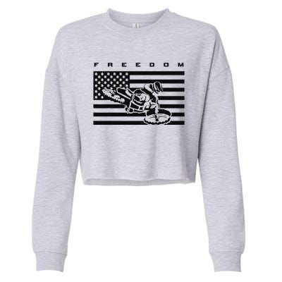 American Flag Motocross Cropped Pullover Crew