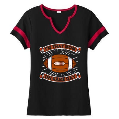 American Football Mother Player Footballer Gift Football Mom Gift Ladies Halftime Notch Neck Tee