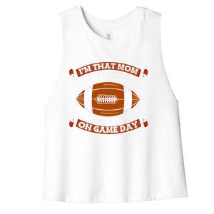 American Football Mother Player Footballer Gift Football Mom Gift Women's Racerback Cropped Tank