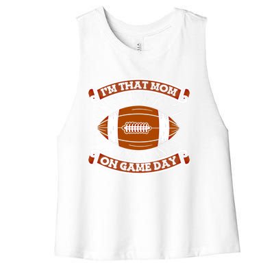 American Football Mother Player Footballer Gift Football Mom Gift Women's Racerback Cropped Tank