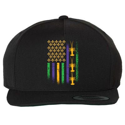 American Flag Mardi Gras Cruise Fat Tuesday Gift Fleur De Lis Wool Snapback Cap