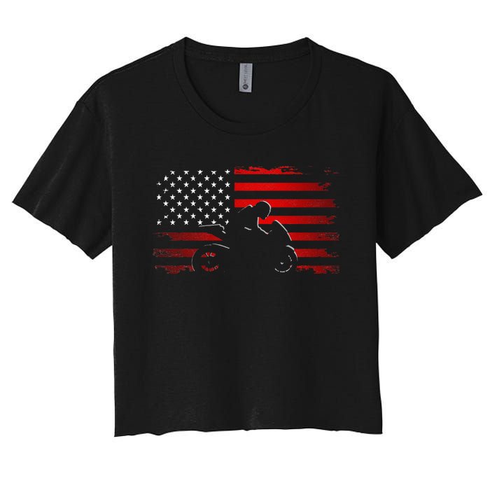 American Flag Motorcycle Apparel Motorcycle Women's Crop Top Tee