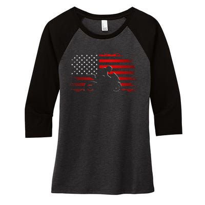 American Flag Motorcycle Apparel Motorcycle Women's Tri-Blend 3/4-Sleeve Raglan Shirt