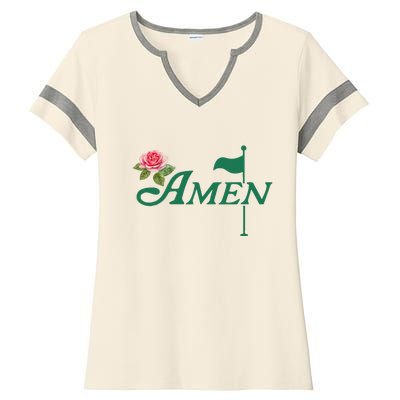 Amen Floral Master Golfer Golf Lover Golf Flower Ladies Halftime Notch Neck Tee