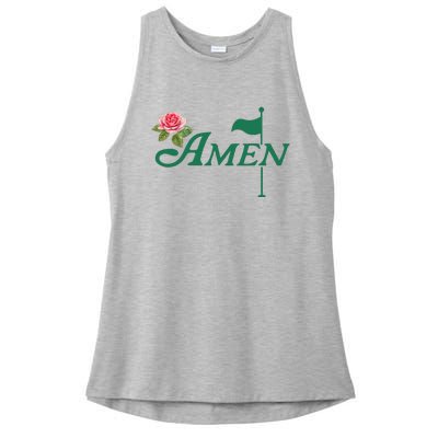 Amen Floral Master Golfer Golf Lover Golf Flower Ladies PosiCharge Tri-Blend Wicking Tank