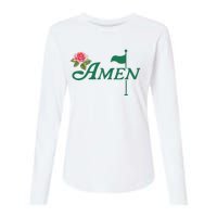 Amen Floral Master Golfer Golf Lover Golf Flower Womens Cotton Relaxed Long Sleeve T-Shirt