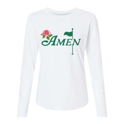 Amen Floral Master Golfer Golf Lover Golf Flower Womens Cotton Relaxed Long Sleeve T-Shirt