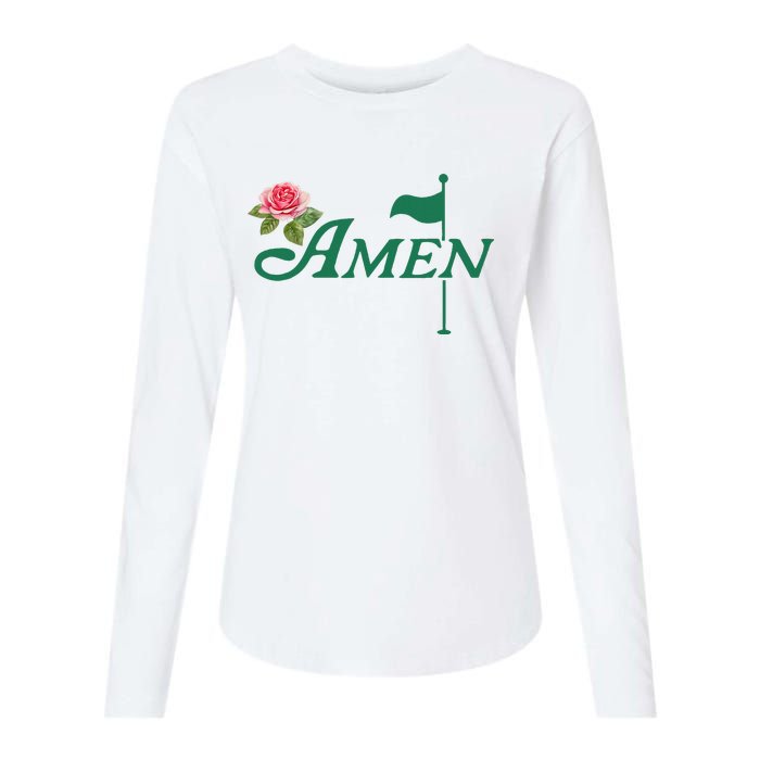 Amen Floral Master Golfer Golf Lover Golf Flower Womens Cotton Relaxed Long Sleeve T-Shirt