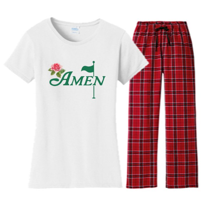 Amen Floral Master Golfer Golf Lover Golf Flower Women's Flannel Pajama Set