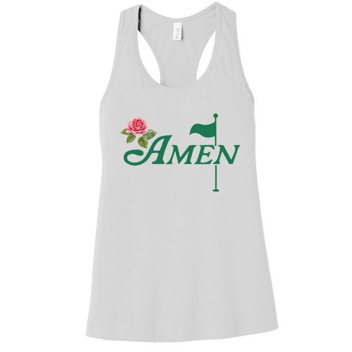 Amen Floral Master Golfer Golf Lover Golf Flower Women's Racerback Tank