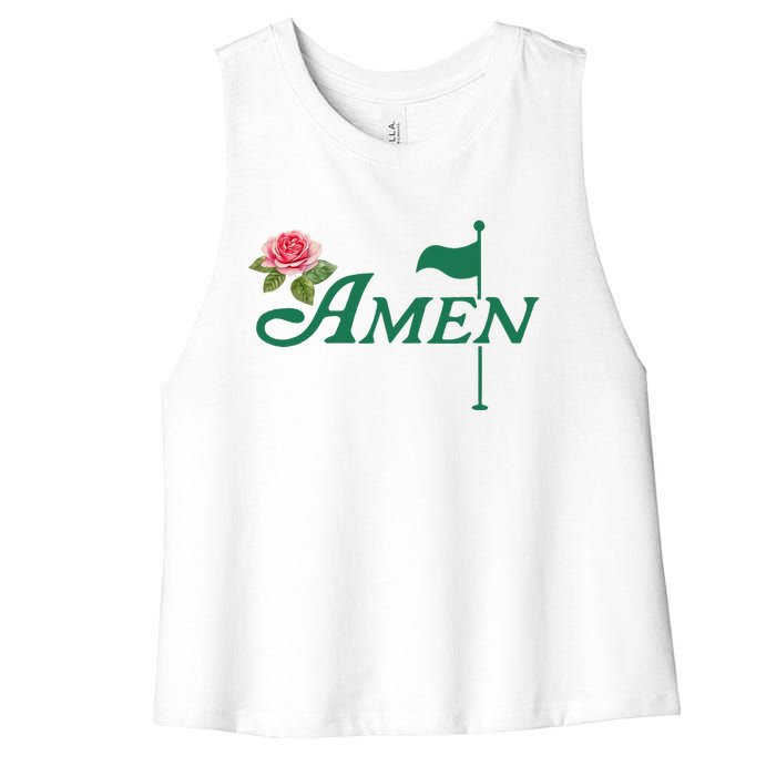 Amen Floral Master Golfer Golf Lover Golf Flower Women's Racerback Cropped Tank