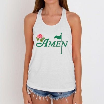 Amen Floral Master Golfer Golf Lover Golf Flower Women's Knotted Racerback Tank