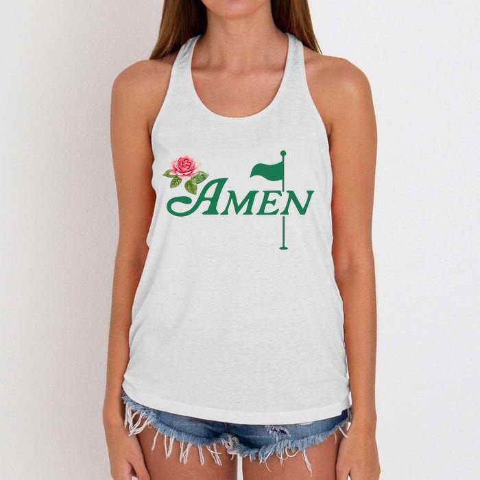 Amen Floral Master Golfer Golf Lover Golf Flower Women's Knotted Racerback Tank