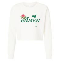 Amen Floral Master Golfer Golf Lover Golf Flower Cropped Pullover Crew