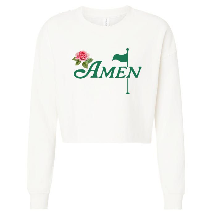 Amen Floral Master Golfer Golf Lover Golf Flower Cropped Pullover Crew