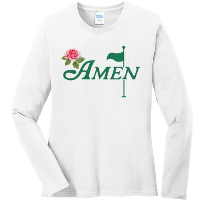 Amen Floral Master Golfer Golf Lover Golf Flower Ladies Long Sleeve Shirt