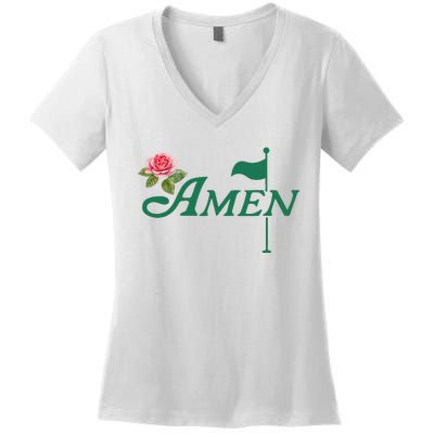 Amen Floral Master Golfer Golf Lover Golf Flower Women's V-Neck T-Shirt