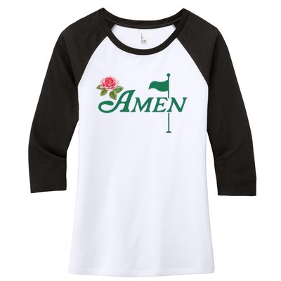 Amen Floral Master Golfer Golf Lover Golf Flower Women's Tri-Blend 3/4-Sleeve Raglan Shirt