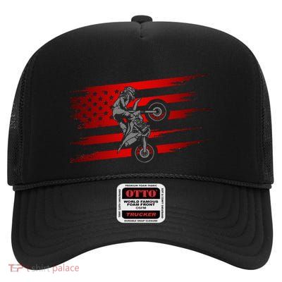 American Flag Motocross Apparel Motocross Dirt Bike High Crown Mesh Back Trucker Hat