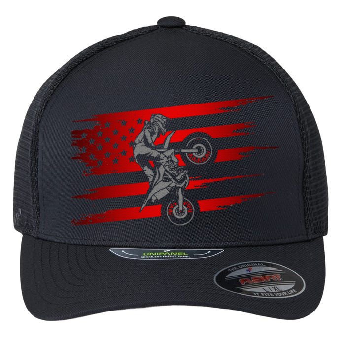 American Flag Motocross Apparel Motocross Dirt Bike Flexfit Unipanel Trucker Cap