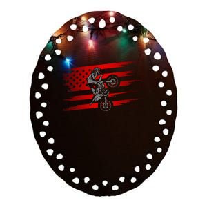 American Flag Motocross Apparel Motocross Dirt Bike Ceramic Oval Ornament