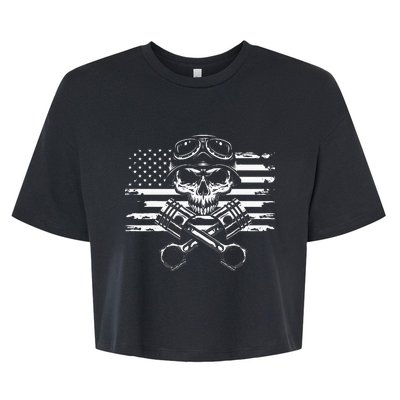 American Flag Motorcycle Apparel Motorcycle Bella+Canvas Jersey Crop Tee