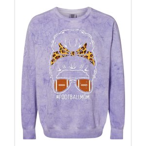 American Football Mom Leopard Bun Family Matching Mama Colorblast Crewneck Sweatshirt