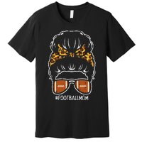 American Football Mom Leopard Bun Family Matching Mama Premium T-Shirt