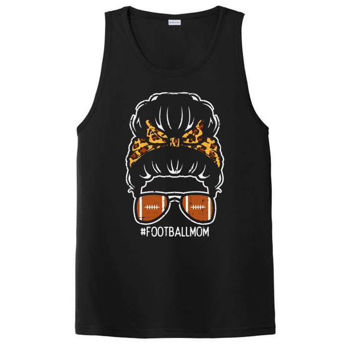 American Football Mom Leopard Bun Family Matching Mama PosiCharge Competitor Tank